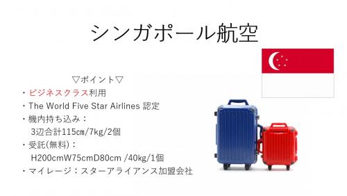 シンガポール航空(ビジネスクラス)ポイント