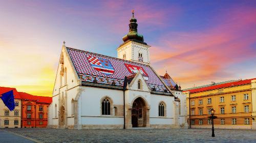 【ザグレブ】3色のタイルが綺麗な屋根を持つ聖マルコ教会／イメージ