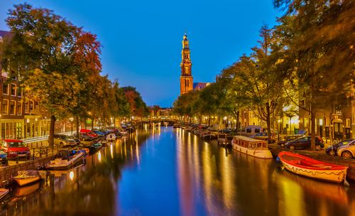【アムステルダム】西教会と運河（イメージ）