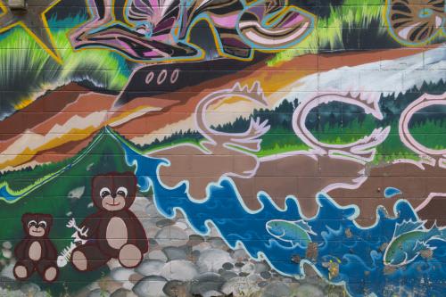 *ノーザン ヘリテージ センターのウォールアート　(C)J.F. Bergeron/NWT Tourism